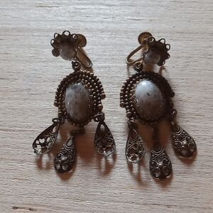 Vintage Bronze or copper color Ornate Earrings Jewelry